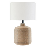 Jolina 20.5" Tall Petite/Rattan Table Lamp with Fabric Shade in Natural Rattan/Brass /White