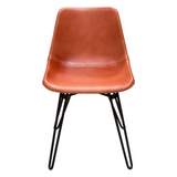 Camden Dining Chair in Genuine Clay Leather w/ Black Powder Coat Hairpin Leg