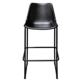Camden Bar Height Chair in Genuine Black Leather w/ Black Powder Coat Base