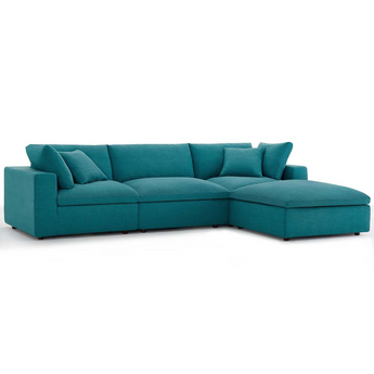 Commix Down Filled Overstuffed 4 Piece Sectional Sofa Set -Teal EEI-3356-TEA