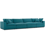 Commix Down Filled Overstuffed 4 Piece Sectional Sofa Set - Teal EEI-3357-TEA