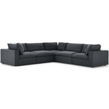 Commix Down Filled Overstuffed 5 Piece Sectional Sofa Set-Gray EEI-3359-GRY