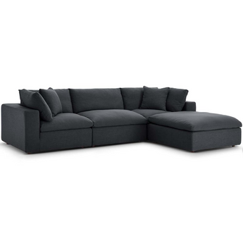 Commix Down Filled Overstuffed 4 Piece Sectional Sofa Set -Gray EEI-3356-GRY