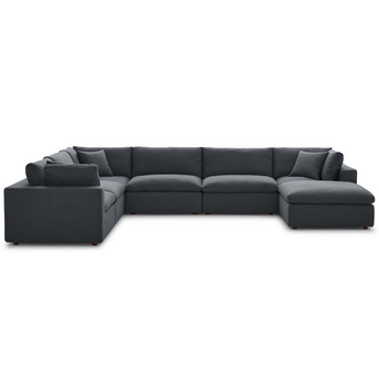 Commix Down Filled Overstuffed 7 Piece Sectional Sofa Set - Gray EEI-3364-GRY