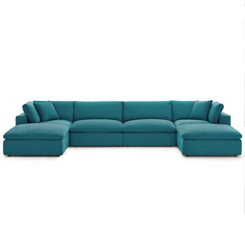 Commix Down Filled Overstuffed 6 Piece Sectional Sofa Set -Teal EEI-3362-TEA