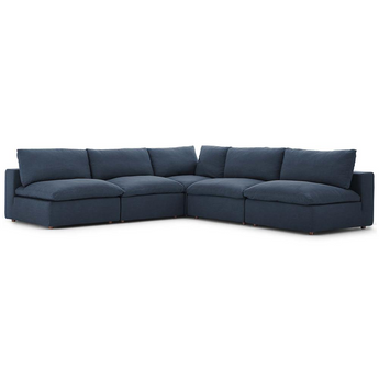 Commix Down Filled Overstuffed 5 Piece Sectional Sofa Set -Azure EEI-3360-AZU