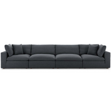 Commix Down Filled Overstuffed 4 Piece Sectional Sofa Set - Gray EEI-3357-GRY