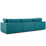 Commix Down Filled Overstuffed 3 Piece Sectional Sofa Set - Teal EEI-3355-TEA