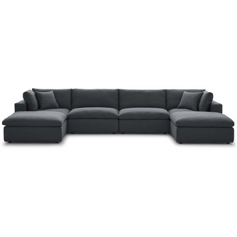 Commix Down Filled Overstuffed 6 Piece Sectional Sofa Set -Gray EEI-3362-GRY