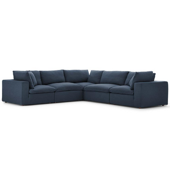 Commix Down Filled Overstuffed 5 Piece Sectional Sofa Set-Azure EEI-3359-AZU