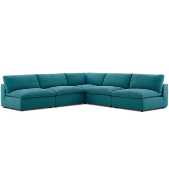 Commix Down Filled Overstuffed 5 Piece Sectional Sofa Set-Teal EEI-3360-TEA