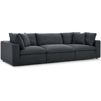 Commix Down Filled Overstuffed 3 Piece Sectional Sofa Set - Gray EEI-3355-GRY