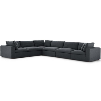 Commix Down Filled Overstuffed 6 Piece Sectional Sofa Set - Gray EEI-3361-GRY