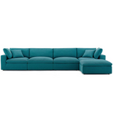 Commix Down Filled Overstuffed 5 Piece Sectional Sofa Set - Teal EEI-3358-TEA