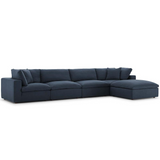 Commix Down Filled Overstuffed 5 Piece Sectional Sofa Set - Azure EEI-3358-AZU