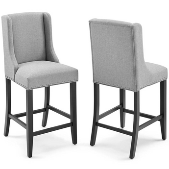 Baron Counter Stool Upholstered Fabric Set of 2 - Light Gray EEI-4016-LGR