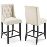 Baronet Counter Bar Stool Upholstered Fabric Set of 2 - Beige EEI-4020-BEI