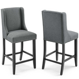 Baron Counter Stool Upholstered Fabric Set of 2 - Gray EEI-4016-GRY