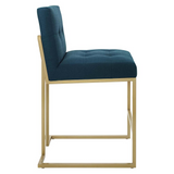 Privy Gold Stainless Steel Upholstered Fabric Counter Stool - Gold Azure EEI-3852-GLD-AZU