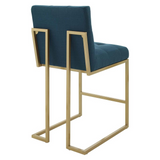 Privy Gold Stainless Steel Upholstered Fabric Counter Stool - Gold Azure EEI-3852-GLD-AZU