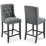 Baronet Counter Bar Stool Upholstered Fabric Set of 2 - Gray EEI-4020-GRY