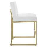 Privy Gold Stainless Steel Upholstered Fabric Counter Stool - Gold White EEI-3852-GLD-WHI