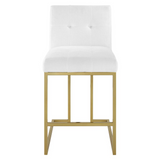Privy Gold Stainless Steel Upholstered Fabric Counter Stool - Gold White EEI-3852-GLD-WHI