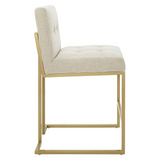 Privy Gold Stainless Steel Upholstered Fabric Counter Stool - Gold Beige EEI-3852-GLD-BEI