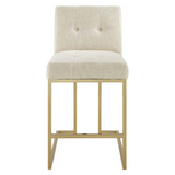 Privy Gold Stainless Steel Upholstered Fabric Counter Stool - Gold Beige EEI-3852-GLD-BEI