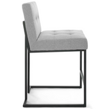 Privy Black Stainless Steel Upholstered Fabric Counter Stool - Black Light Gray EEI-3854-BLK-LGR