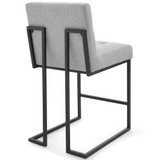 Privy Black Stainless Steel Upholstered Fabric Counter Stool - Black Light Gray EEI-3854-BLK-LGR