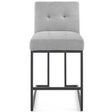 Privy Black Stainless Steel Upholstered Fabric Counter Stool - Black Light Gray EEI-3854-BLK-LGR