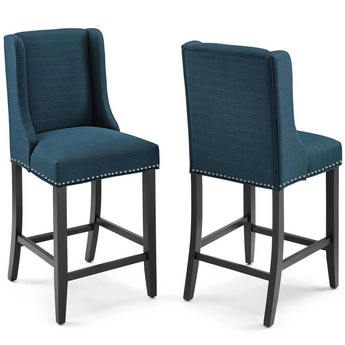 Baron Counter Stool Upholstered Fabric Set of 2 - Azure EEI-4016-AZU