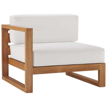 Upland Outdoor Patio Teak Wood Left-Arm Chair - Natural White EEI-4124-NAT-WHI