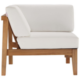 Bayport Outdoor Patio Teak Wood Corner Chair - Natural White EEI-4127-NAT-WHI