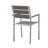 Shore Outdoor Patio Aluminum Dining Armchair Set of 2 - Silver Gray EEI-4042-SLV-GRY