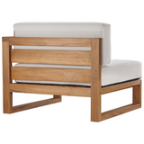 Upland Outdoor Patio Teak Wood Right-Arm Chair - Natural White EEI-4123-NAT-WHI