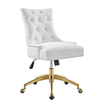 Regent Tufted Performance Velvet Office Chair - Gold White EEI-4571-GLD-WHI