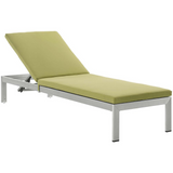 Shore Outdoor Patio Aluminum Chaise with Cushions - Silver Peridot EEI-4502-SLV-PER