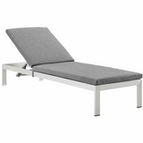 Shore Outdoor Patio Aluminum Chaise with Cushions - Silver Gray EEI-4501-SLV-GRY