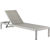 Shore Outdoor Patio Aluminum Chaise with Cushions - Silver Gray EEI-4501-SLV-GRY