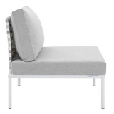 Harmony Sunbrella® Basket Weave Outdoor Patio Aluminum Armless Chair - Taupe Gray EEI-4957-TAU-GRY