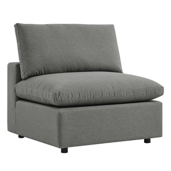 Commix Overstuffed Outdoor Patio Armless Chair - Charcoal EEI-4902-CHA