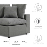 Commix Overstuffed Outdoor Patio Corner Chair - Charcoal EEI-4904-CHA