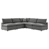 Commix 5-Piece Outdoor Patio Sectional Sofa - Charcoal EEI-5587-CHA