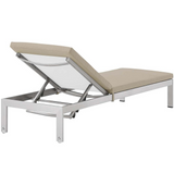 Shore Outdoor Patio Aluminum Chaise with Cushions - Silver Beige EEI-5547-SLV-BEI