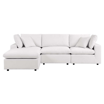Commix 4-Piece Outdoor Patio Sectional Sofa - White EEI-5580-WHI