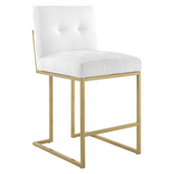 Privy Counter Stool Upholstered Fabric Set of 2 - Gold White EEI-5571-GLD-WHI