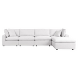 Commix 5-Piece Outdoor Patio Sectional Sofa - White EEI-5583-WHI