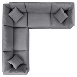 Commix 5-Piece Sunbrella® Outdoor Patio Sectional Sofa - Gray EEI-5590-SLA